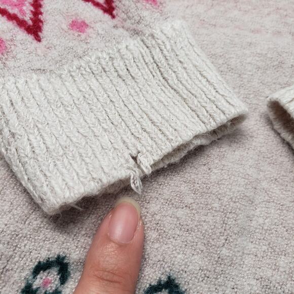 Wonder Nation Fairisle Sweater Girls Large 10-12 White Pink Holiday Winter Cozy - Picture 9 of 16